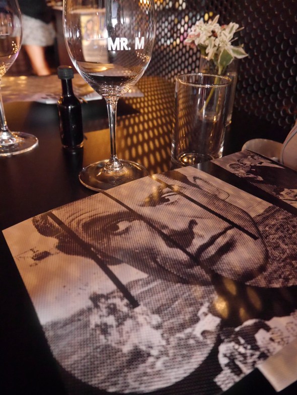 Mr M. menus each came with different pop culture icons on the back.